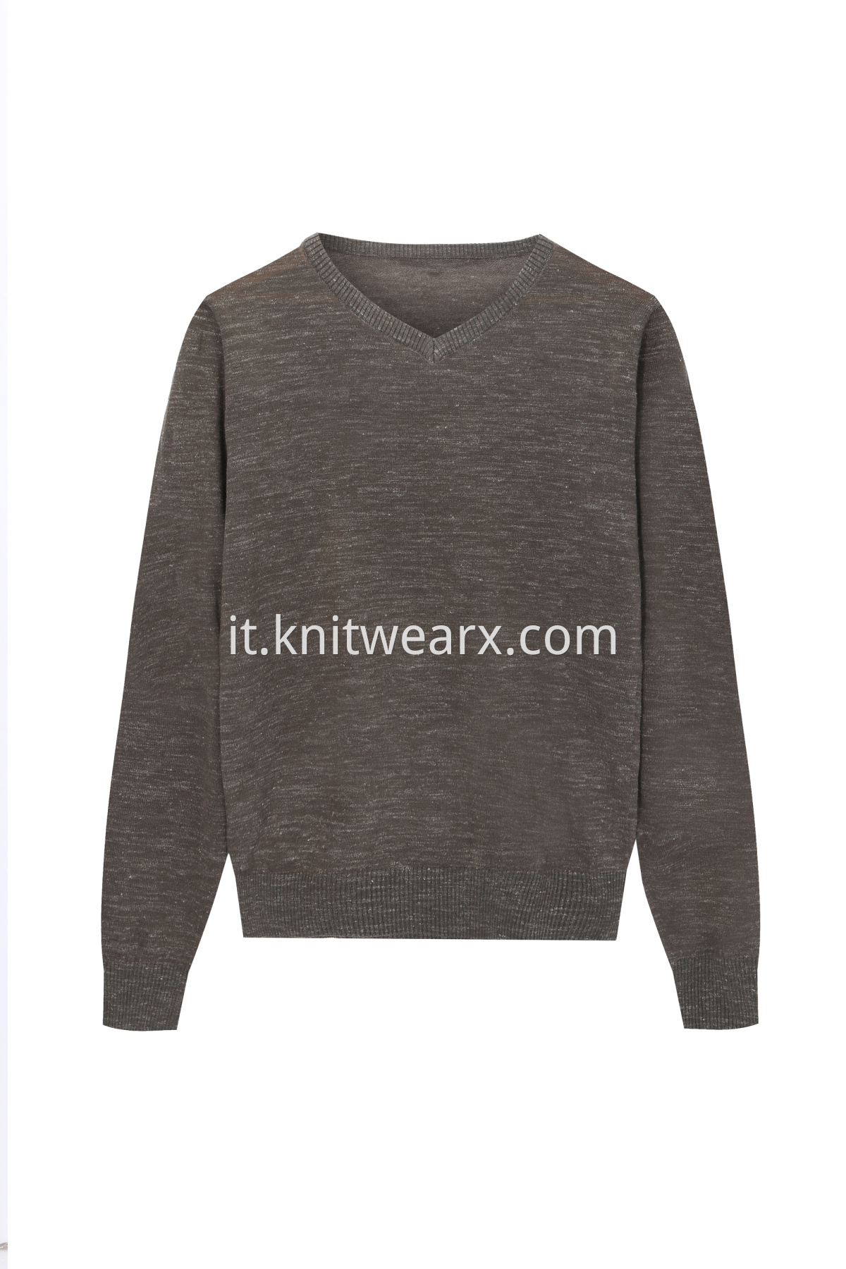 Men's Basic Ramie/Cotton Knitted Vneck Pullover